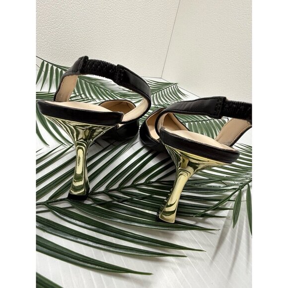 Halston Women's Black Classic Slingback Gala Pumps Pointed Toe Heels Size 7.5 - Picture 7 of 10